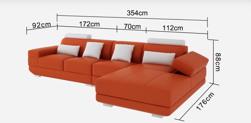 Sofá de cuero Sofá Conjunto de salón Sofá de esquina Diseño de sofá moderno con USB