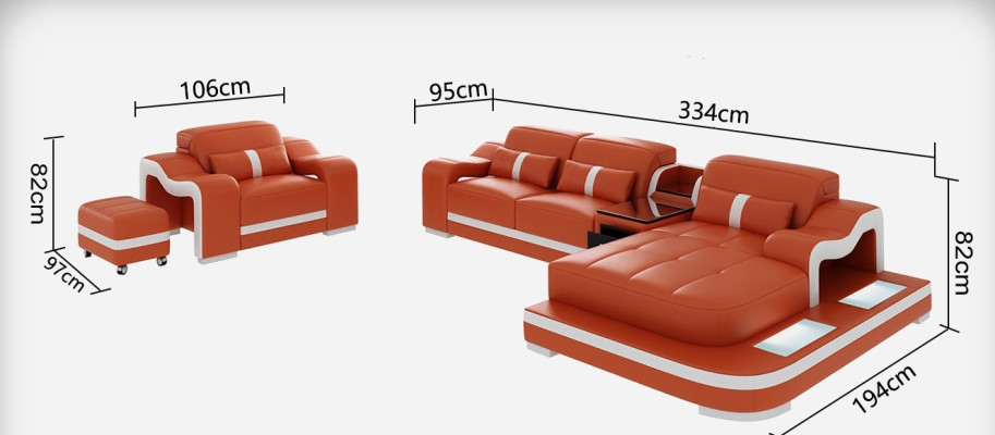 Sofá de cuero y esquina de diseño moderno tipo L Sofá G8027E