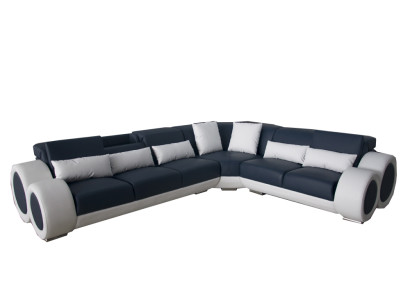 Diseño de sofá esquinero acolchado de cuero moderno con asientos.