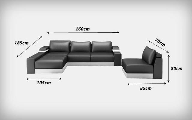 Sofá de esquina con USB, tapizado de cuero, conjunto de muebles, chaise longue.
