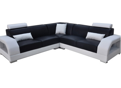 XXL sofá de esquina + USB, conjunto de paisaje de sala de cuero diseño moderno sofá en forma de L G8001B