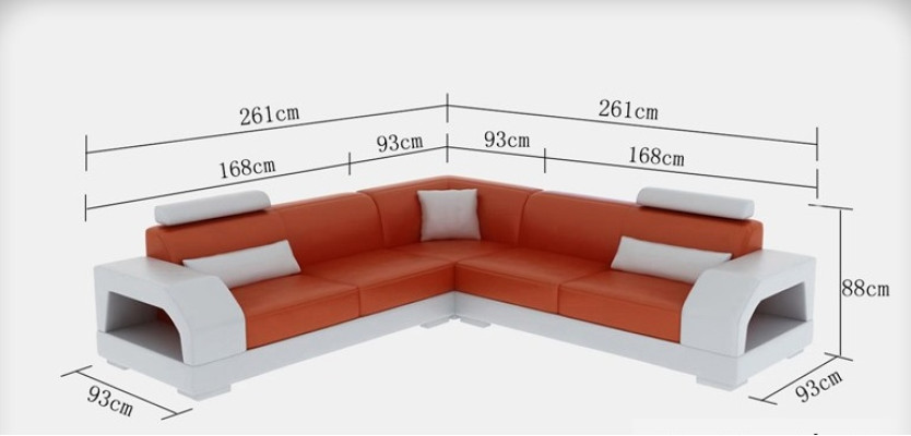 XXL sofá de esquina + USB, conjunto de paisaje de sala de cuero diseño moderno sofá en forma de L G8001B