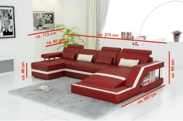 Sofá de esquina de diseñador Sofá de salón Big Moderno Sofá de cuero Sofá Seccional Hamurgo III