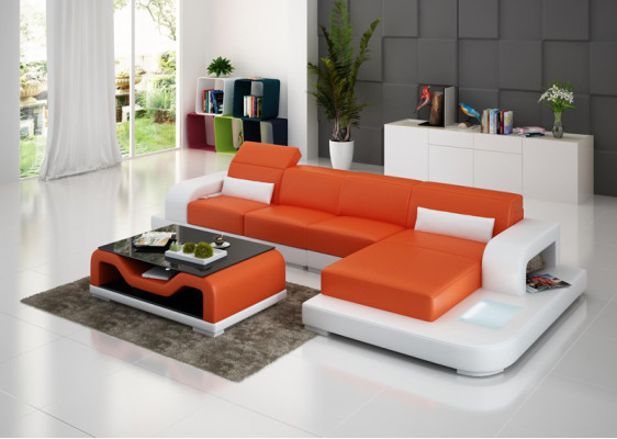 Sofá de cuero con USB conjunto de sala de estar sofá de esquina sofá modular Sofá de diseño G8006C
