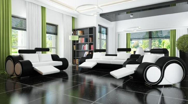 Sofá BERLÍN Juego de sofás tapizado 3+2 plazas Sofá de diseñador de cuero con USB Nuevo