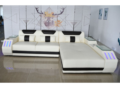 Sofá esquinero suave Sala de estar Diseño Sofá esquinero de cuero Sofá en forma de L Sofá moderno