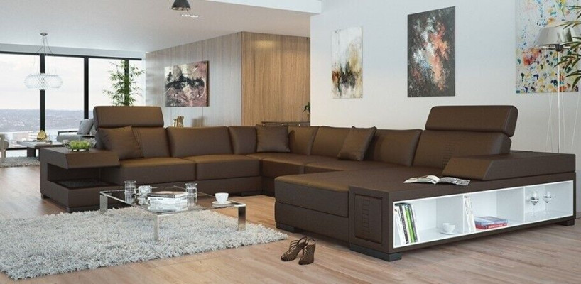 Sofá de esquina en forma de U de diseñador de color blanco nieve para un ambiente de vida de lujo
