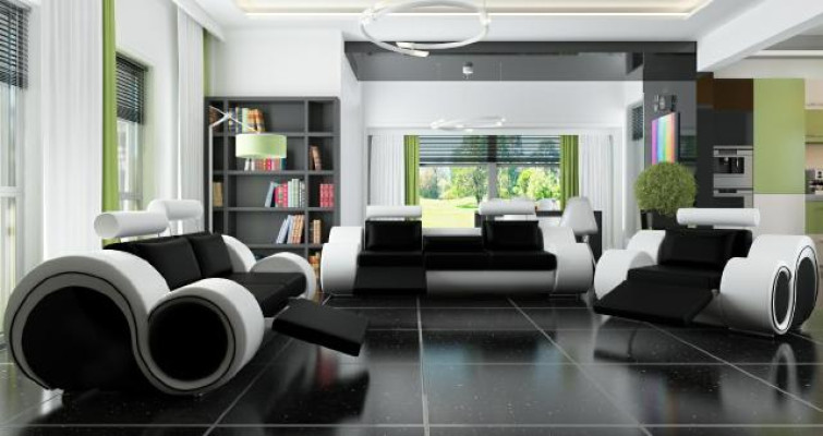 Sofá con USB, conjunto de tapicería de 3 + 2 plazas, sofá de diseñador de cuero a medida.