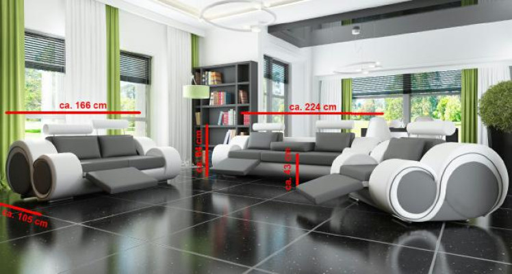 Sofá con USB, conjunto de tapicería de 3 + 2 plazas, sofá de diseñador de cuero a medida.