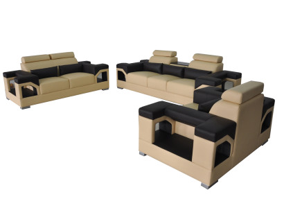Conjunto de sofás de cuero + USB sofá acolchado sofá sofá conjunto de sofás de lujo 3+2+1