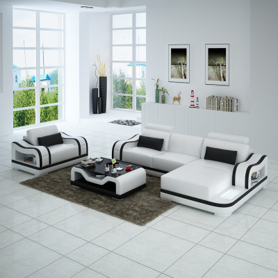 Sofá de cuero Sofá Sofá de esquina + Sillón Conjunto de esquina Moderno G8030E