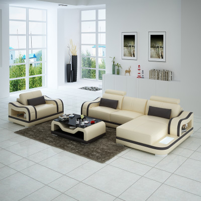 Sofá de cuero Sofá Sofá de esquina + Sillón Conjunto de esquina Moderno G8030E