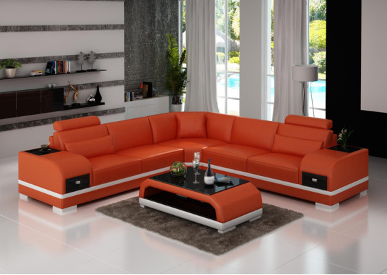 Sofá de cuero Sofá sofá Sofá de esquina Conjunto de esquina Diseño de sofá moderno G8013B