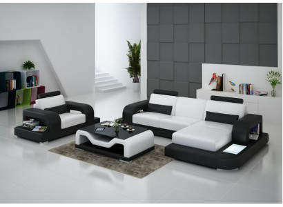 Sofá de cuero Sofá Sofá de salón Sofá en esquina Sillón Juego de muebles Diseño Moderno Sofá