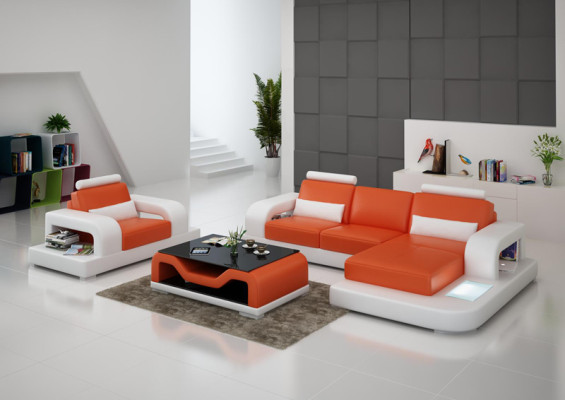 Sofá de cuero Sofá Sofá de salón Sofá en esquina Sillón Juego de muebles Diseño Moderno Sofá