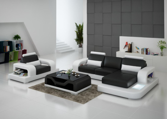Sofá de cuero Sofá Sofá de salón Sofá en esquina Sillón Juego de muebles Diseño Moderno Sofá