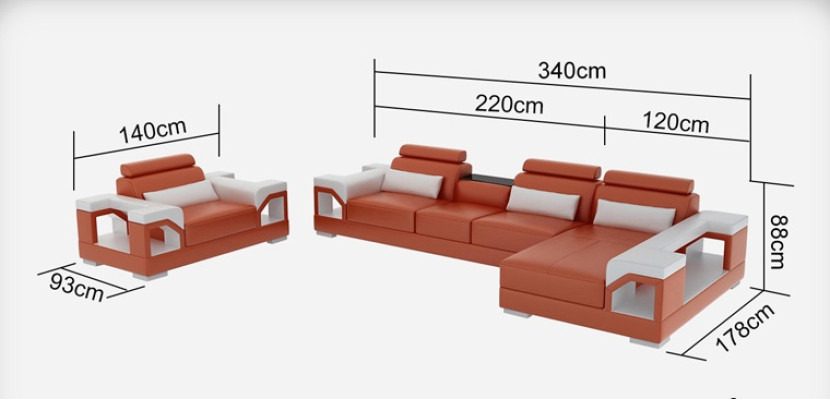 Sofá de cuero, conjunto de sofá de esquina para sala de estar, sillón, juego de sofás de diseño moderno con USB.
