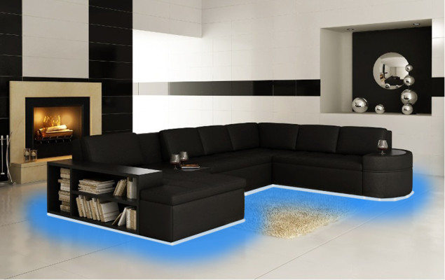 Sofá de esquina moderno + sofá USB tapizado en cuero diseño de sofá conjunto de muebles de salón nuevo