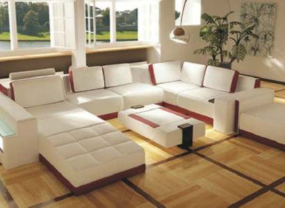 Sofá sofá esquinero Valentin en forma de U, sofá de lujo, sofá de diseñador, sofá de cuero LED moderno.