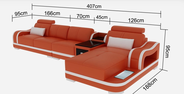 Sofá esquinero de cuero de lujo en forma de L Encanto moderno para tu sala de estar.
