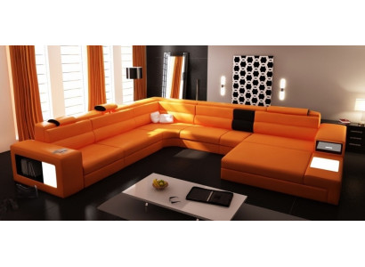 Moderno y elegante sofá esquinero en forma de U de cuero para salas de estar con estilo.