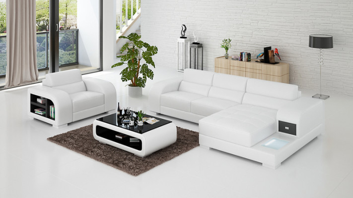 Sofá de cuero con USB sofá de salón sofá de esquina + juego de sillones sofá de diseño nuevo