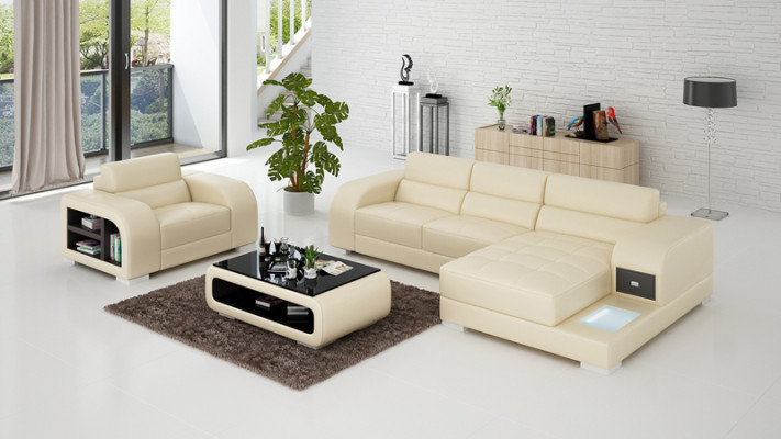 Sofá de cuero con USB sofá de salón sofá de esquina + juego de sillones sofá de diseño nuevo