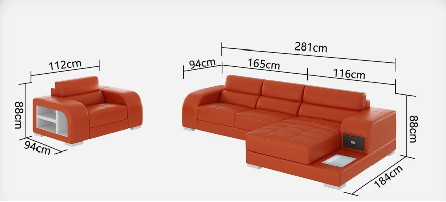 Sofá de cuero con USB sofá de salón sofá de esquina + juego de sillones sofá de diseño nuevo
