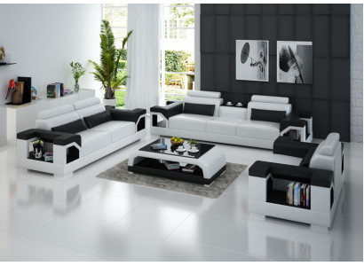 Sofá de cuero conjunto de sofás sofá en forma de L con 3+2+1 asientos Sofá moderno de diseño