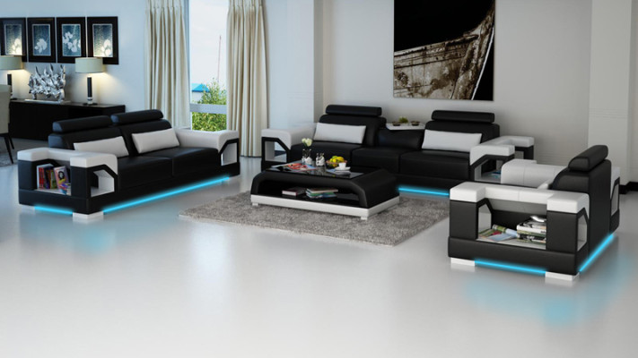 Sofá de cuero conjunto de sofás sofá en forma de L con 3+2+1 asientos Sofá moderno de diseño