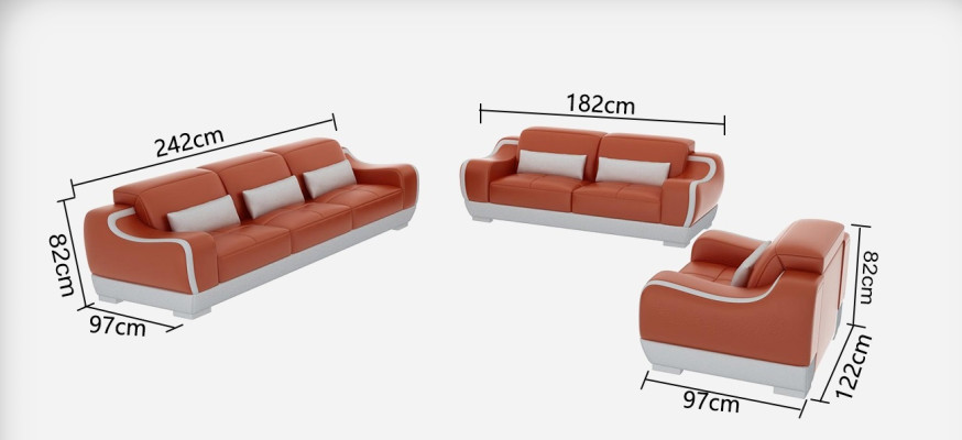 Sofá de cuero Couch Conjunto de sala de estar de 3+2+1 plazas G8025D