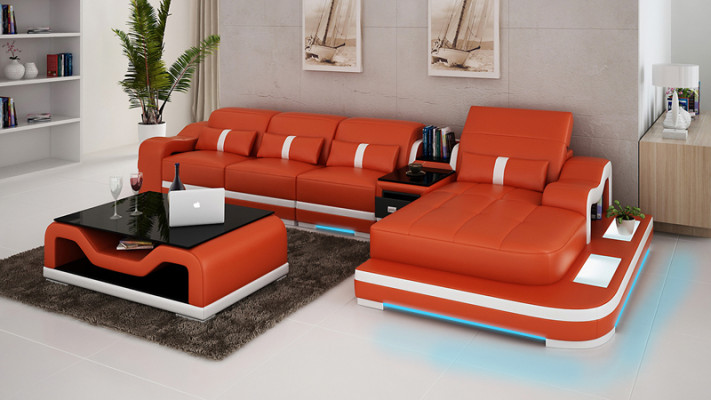 Sofá de cuero Sofá Sala de estar Sofá de esquina Sofá rincón Conjunto de sofás Diseño moderno G8027C