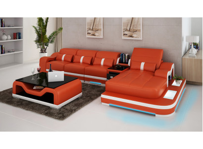 Sofá de cuero Sofá Sala de estar Sofá de esquina Sofá rincón Conjunto de sofás Diseño moderno G8027C