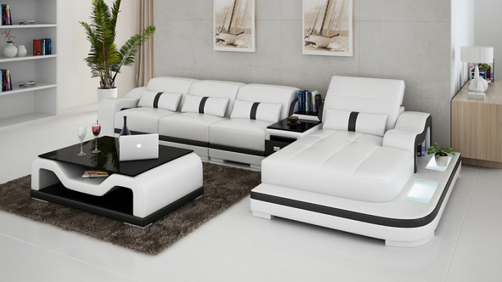 Sofá de cuero Sofá Sala de estar Sofá de esquina Sofá rincón Conjunto de sofás Diseño moderno G8027C