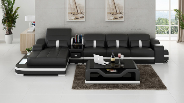 Sofá de cuero Sofá Sala de estar Sofá de esquina Sofá rincón Conjunto de sofás Diseño moderno G8027C
