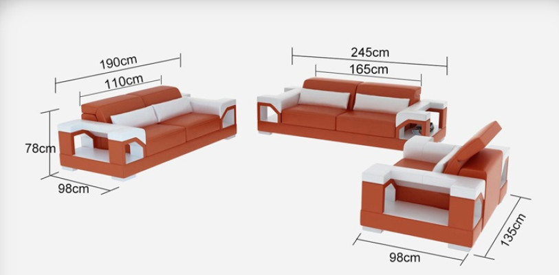Sofá de cuero Conjunto de sofá Sofá Juego de 3+2+1 plazas Sofá Diseño moderno con USB