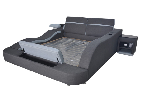 Doble diseño de lujo de cama tapizada de cuero de alta gama, camas modernas multifuncionales de hotel.