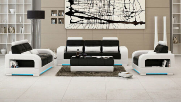 Sofá Sofá Acolchado Conjunto de muebles de asiento Sofá Juego de sala 3+2+1 Sofás con USB