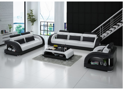 Diseño de sofá de cuero Juegos de sofás 3+2+1 Sofá Sofá Sofá Conjunto de sofás USB