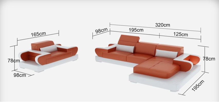 Diseño XXL Sofá grande Esquinero con USB Sofá de cuero Sofá Decorativo Esquina Paisaje de vida