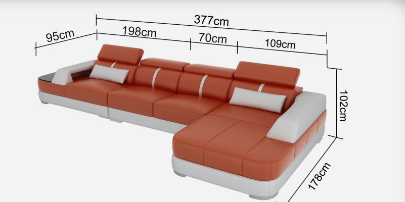 Diseño de sofá esquinero en L con función de cama de tela.