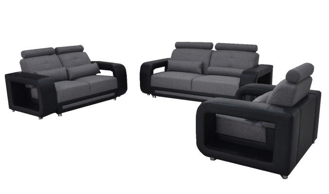 Sofá con conjunto de USB, diseño de cojines, asiento completo de cuero y tela nuevo