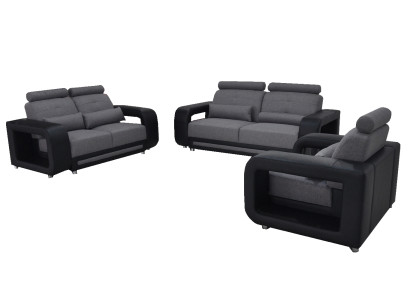 Sofá con conjunto de USB, diseño de cojines, asiento completo de cuero y tela nuevo