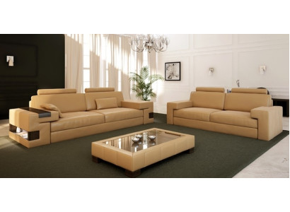Sofá de cuero USB Juego de sofás moderno 3+2+1 Sofá Asiento Acolchado Conjunto de sofás