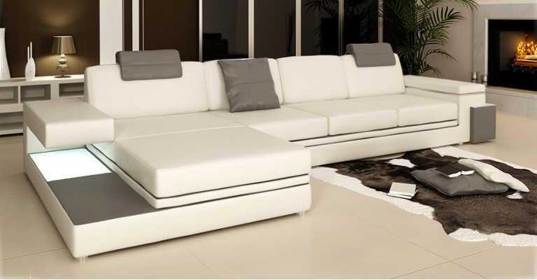 Sofá de cuero con USB sofá en forma de L XXL sofá de esquina Bigsofa sofá de diseño Designersofa