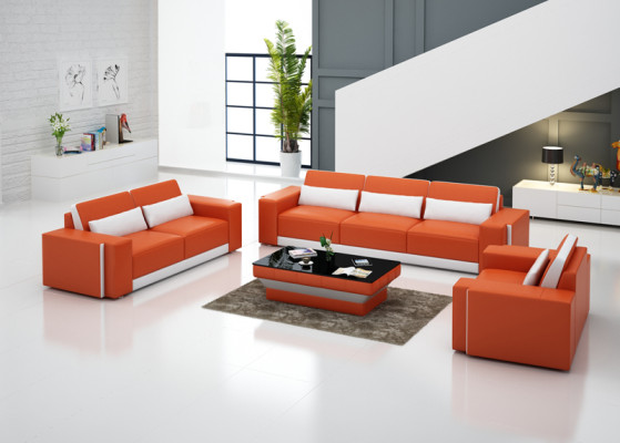 Sofá de cuero con USB, sofá esquinero, conjunto de sofás, sofá conjunto de diseño moderno.