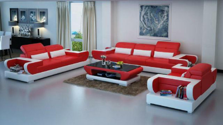 Sofá conjunto de sofá tapizado de cuero 3+2+1 moderno sofá con USB