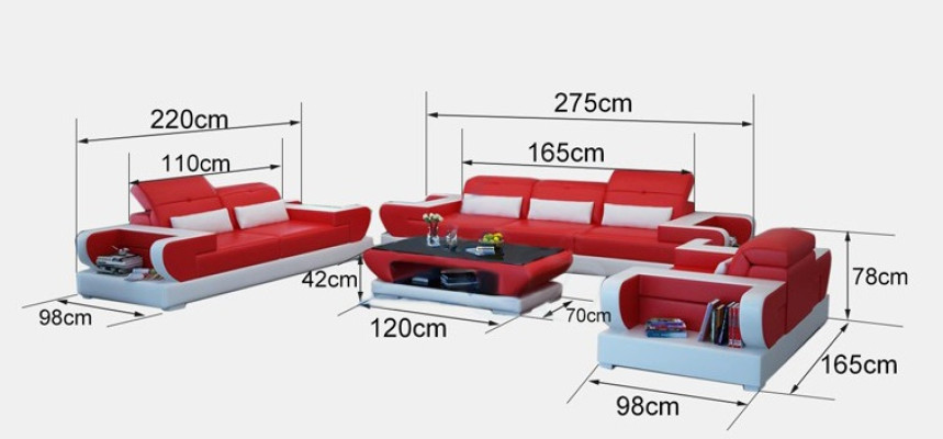 Sofá conjunto de sofá tapizado de cuero 3+2+1 moderno sofá con USB
