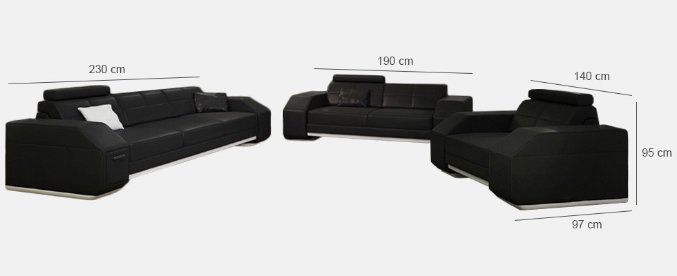 Sofá de cuero con USB, conjunto de sofás 3+2+1 de cuero, sofá acolchado de diseñadores.