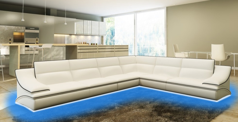 Sofá esquinero con USB, sofá, sofá de salón, esquina, conjunto de cuero y textil.